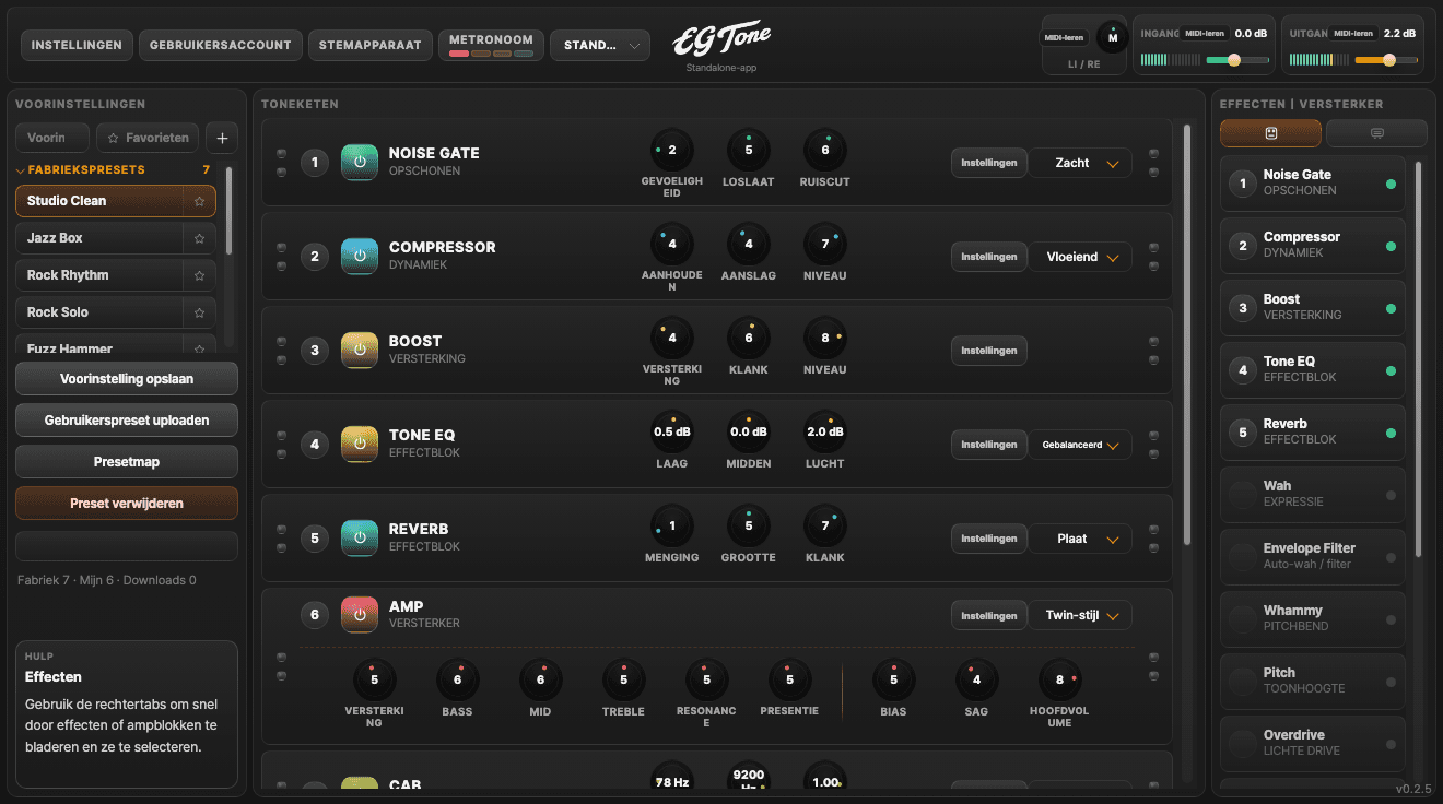 EG Tone-browserweergave