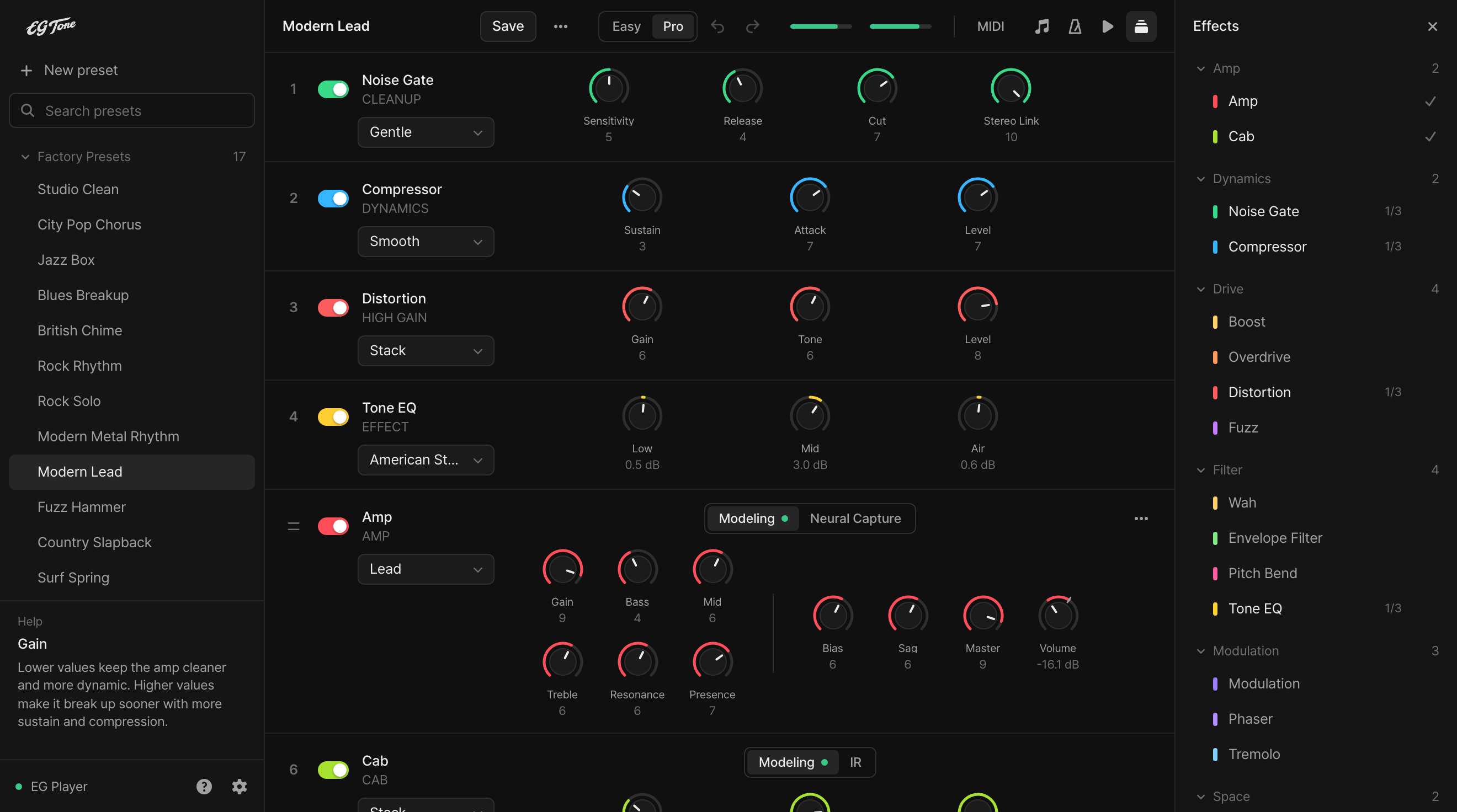 EG Tone plugin product screen image