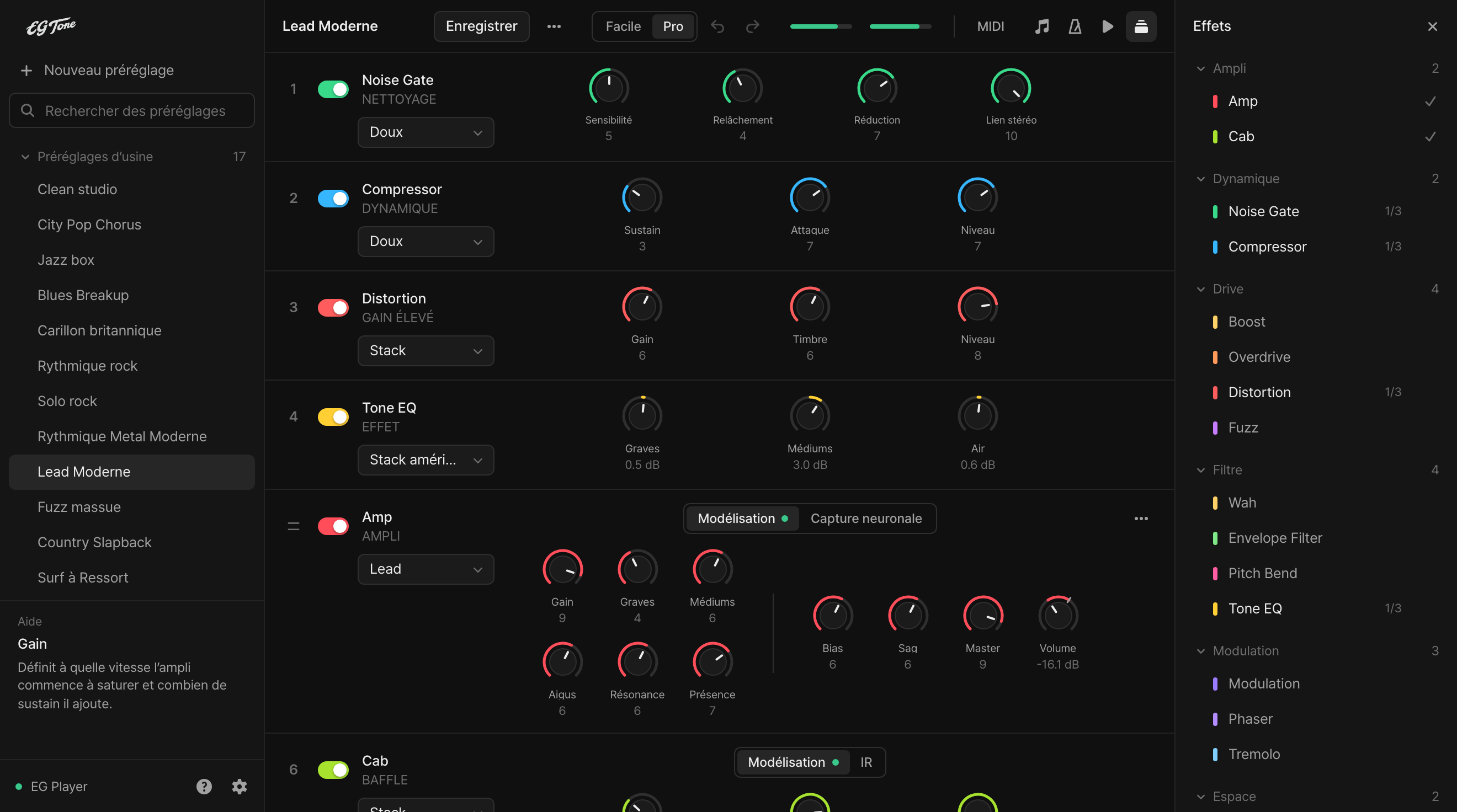 Image de l’écran produit du plug-in EG Tone